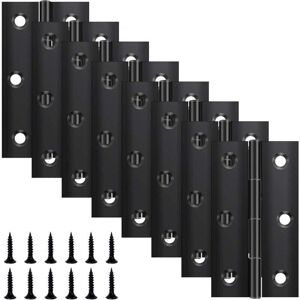 ZVD - 8pcs Folding Hinges 68mm × 38mm, Black Stainless Steel Hinge, Piano Hinge, Small Hinge, Door Hinge for Doors, Windows, Cabinets with 48pcs