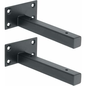 ZVD-Industrial Shelf Bracket Stainless Steel Wall Mounted Shelf Bracket Metal Bracket for Floating Board Concealed Support Matte Black, 2Pcs,