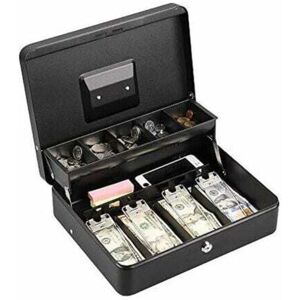 ZVD-Lockable metal money box money, coin and security box large cash box with lock - new metal money box - black