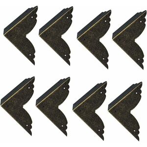 ZVD - Lot de 8 Protecteurs Décoratifs d'Angle en Fer, Métal Bronze pour Meubles et Coffrets
