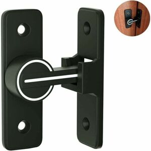 ZVD - Black - 1-Piece Illuminated Interior Sliding Door Lock, 90° Hook Lock, Bolt, Anti-Theft, for Doors, Windows (90°)