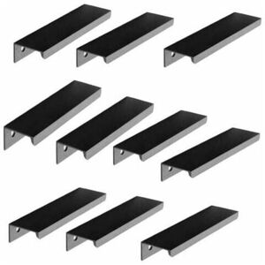 ZVD- Pack of 10 Black Handles Black Furniture Handles - Invisible Handle Black Kitchen Furniture Handles Matte Black Furniture Handles in Aluminum