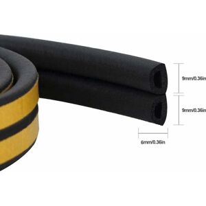 ZVD - Door Sealing Tape, Door Seal, Self-Adhesive Door Seal, d Profile, Rubber Seal for Window Seal, Wind and Noise Protection (Black)