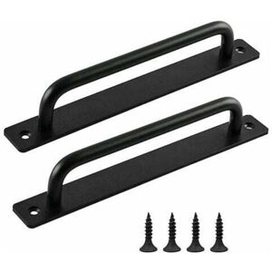 ZVD- Sliding Door Handle, 2 Pieces Barn Door Handle, Black Door Handle, Interior Exterior Door Handles with Screws, for Kitchen, Furniture, Cabinets,