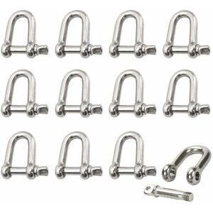 ZVD-Stainless Steel Shackle 12 Pieces M4 Stainless Steel Shackle Lifting Shackle Chain D Ring Shackle Pin Screw Buckle Straight Shackle Joint Clasp