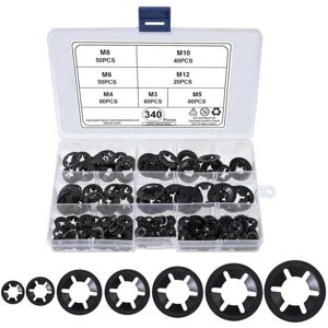 ZVD-Universal Lock Washers Lock Washer M3 M4 M5 M6 M8 M10 M12 Starlock Washer Quick Push Fasteners Assortment Kit with Box Black 340 Pcs