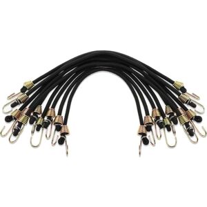 Cyslmuk - 10 Pcs Small Bungee Cords with Hooks, 25cm Mini Black Rubber Bungee Cords for Outdoor Camping, Elastic Ties Cyslmuk - 10 Pcs Small Bungee Cords with Hooks, 25cm Mini Black Rubber Bungee Cords for Outdoor Camping, Elastic Ties