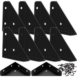 MCBOSON 10 Pcs Universal Corner Connectors, Angle Brackets, Black Metal Triangular Angle Brackets, Wooden Furniture Connectors, for Connecting Furniture, MCBOSON 10 Pcs Universal Corner Connectors, Angle Brackets, Black Metal Triangular Angle Brackets, Wooden Furniture Connectors, for Connecting Furniture,