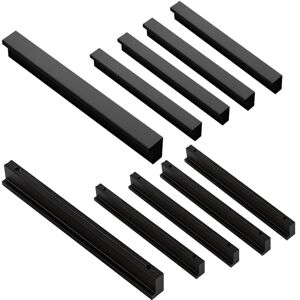 Tinor - 10PCS Aluminum Alloy Cabinet Cupboard Door Handle Furniture Drawer Pulls Knobs, Hole Center 128mm, Black Tinor - 10PCS Aluminum Alloy Cabinet Cupboard Door Handle Furniture Drawer Pulls Knobs, Hole Center 128mm, Black