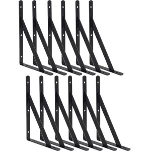 IKODM 12 Pack Heavy Duty Triangle Shelf Brackets Right Angle Wall Mounted Shelf Supports Black 8' IKODM 12 Pack Heavy Duty Triangle Shelf Brackets Right Angle Wall Mounted Shelf Supports Black 8'