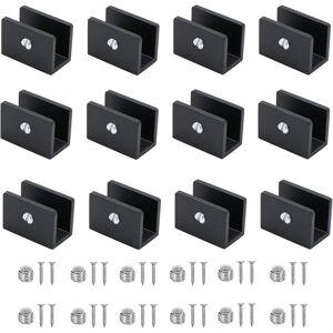 Longziming - 12 Pieces Glass Clamp, Aluminum Shelf Brackets, Adjustable Glass Partition Support, for 8-10mm Thick Glass Tattes, for Washroom, Balcony Longziming - 12 Pieces Glass Clamp, Aluminum Shelf Brackets, Adjustable Glass Partition Support, for 8-10mm Thick Glass Tattes, for Washroom, Balcony