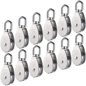 MCBOSON 12 Pieces M15 Stainless Steel 304 Single Pulley, 15MM Single Pulleys Block Roller, Crane Swivel Hook Smooth Wire Rope Cable Loading 77lbs/35Kg MCBOSON 12 Pieces M15 Stainless Steel 304 Single Pulley, 15MM Single Pulleys Block Roller, Crane Swivel Hook Smooth Wire Rope Cable Loading 77lbs/35Kg