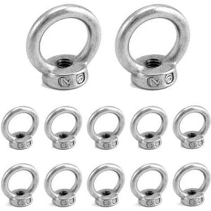 TEHTUY 12 Pieces M6 304 Stainless Steel Ring Nuts, Eye Nuts, Threaded Fastening Nuts, for Lifting Accessories and Rope Connections TEHTUY 12 Pieces M6 304 Stainless Steel Ring Nuts, Eye Nuts, Threaded Fastening Nuts, for Lifting Accessories and Rope Connections