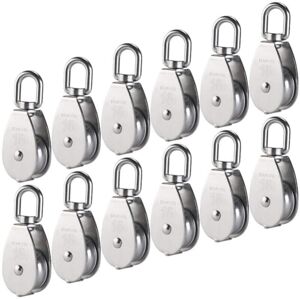 CYSLMUK 12Pcs M15 304 Stainless Steel Single Pulley, 15MM Single Pulleys Block Roller, Crane Swivel Hook Smooth Wire Rope Cable Load 77lbs/35Kg CYSLMUK 12Pcs M15 304 Stainless Steel Single Pulley, 15MM Single Pulleys Block Roller, Crane Swivel Hook Smooth Wire Rope Cable Load 77lbs/35Kg