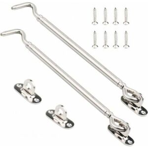 MCBOSON 2 Pack Stainless Steel Cabin Hook, Heavy Duty Gate Latch Shelter, Swivel Door Latch, Window Hardware Silent Holder with Screws, 205 mm MCBOSON 2 Pack Stainless Steel Cabin Hook, Heavy Duty Gate Latch Shelter, Swivel Door Latch, Window Hardware Silent Holder with Screws, 205 mm