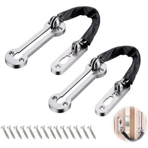 Linghhang - 2 Pcs Silver pu Leather Security Door Chains Sliding Door Lock with Screws for Family Hotel Apartment Linghhang - 2 Pcs Silver pu Leather Security Door Chains Sliding Door Lock with Screws for Family Hotel Apartment