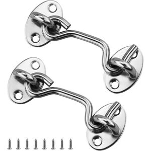 TORMATOR 2-Piece Cabin Hook Door Closure Hook, Stainless Steel Door Hook Lock, with Mounting Screws, for Windows, Barn Doors, Shed Doors, Garage Doors (75 mm) TORMATOR 2-Piece Cabin Hook Door Closure Hook, Stainless Steel Door Hook Lock, with Mounting Screws, for Windows, Barn Doors, Shed Doors, Garage Doors (75 mm)