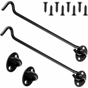 DEWDAT 2 Pieces Cabin Hook,Door Latch Hook,Black Stainless Steel Door Hook Lock,With Mounting Screws,For Window,Barn Door,Shed Door,Garage Door,Black (40cm) DEWDAT 2 Pieces Cabin Hook,Door Latch Hook,Black Stainless Steel Door Hook Lock,With Mounting Screws,For Window,Barn Door,Shed Door,Garage Door,Black (40cm)