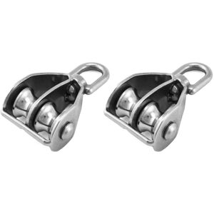 AIPERQ 2PCS M15 304 Stainless Steel Double Pulley Block, Swivel Double Lifting Pulley AIPERQ 2PCS M15 304 Stainless Steel Double Pulley Block, Swivel Double Lifting Pulley