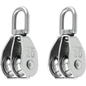 MCBOSON 2PCS M20 Stainless Steel 304 Double Pulley Block, Swivel Double Lifting Pulley MCBOSON 2PCS M20 Stainless Steel 304 Double Pulley Block, Swivel Double Lifting Pulley