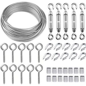 SNQ 30.5m Stainless Steel Wire Rope Set with M5 Heavy Duty Cable Tensioner, Fence Cable Spool Set, Cable Railing Set, Garden Cable Tensioner for Climbing SNQ 30.5m Stainless Steel Wire Rope Set with M5 Heavy Duty Cable Tensioner, Fence Cable Spool Set, Cable Railing Set, Garden Cable Tensioner for Climbing