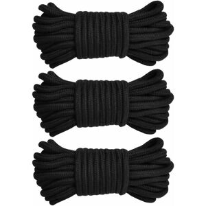 SNQ 3pcs Twisted Cotton Mooring Rope, Soft Knitted Rope, 10m/33ft 8mm Thick Rope, Black SNQ 3pcs Twisted Cotton Mooring Rope, Soft Knitted Rope, 10m/33ft 8mm Thick Rope, Black