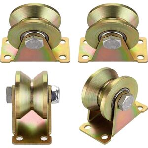 LINGHHANG 4 Pcs Lifting Pulley, Single Pulley for Lifting and Blocking, Sliding Gate Roller Rail, V-Groove Roller, For Ropes, Steel Ropes, etc. LINGHHANG 4 Pcs Lifting Pulley, Single Pulley for Lifting and Blocking, Sliding Gate Roller Rail, V-Groove Roller, For Ropes, Steel Ropes, etc.