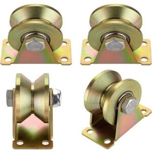 MCBOSON 4 Pcs Lifting Pulley, Single Pulley for Lifting Block and Tackle, Sliding Gate Rail Roller, V-Groove Wheel, For ropes, steel cables, etc. MCBOSON 4 Pcs Lifting Pulley, Single Pulley for Lifting Block and Tackle, Sliding Gate Rail Roller, V-Groove Wheel, For ropes, steel cables, etc.