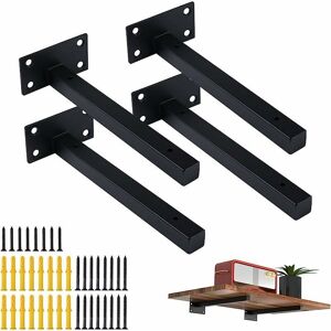 BASETBL 4 Pcs Shelf Brackets, Wall Mount Shelf Supports, Heavy Duty Corner Brackets, Retro Metal Mounting Brackets with Screws, Black (8in/20cm) BASETBL 4 Pcs Shelf Brackets, Wall Mount Shelf Supports, Heavy Duty Corner Brackets, Retro Metal Mounting Brackets with Screws, Black (8in/20cm)