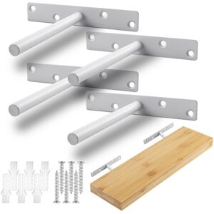 Cyslmuk - 4 Pieces Invisible Shelf Bracket, Iron Shelf Support, Wall Shelf Bracket Heavy Duty, White Cyslmuk - 4 Pieces Invisible Shelf Bracket, Iron Shelf Support, Wall Shelf Bracket Heavy Duty, White