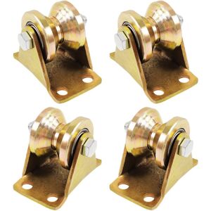 Aougo - 4 pieces single roller for lifting reeving - sliding gate guide rail - 55 mm V-shaped grooved wheel - for ropes, steel cables etc. Aougo - 4 pieces single roller for lifting reeving - sliding gate guide rail - 55 mm V-shaped grooved wheel - for ropes, steel cables etc.
