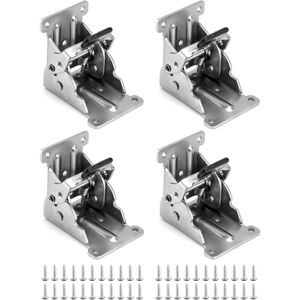 YS-YALOTRS 4PCS Folding Table Leg Supports, 90° Self-Locking Hinges, Folding Leg Brackets, Corner Braces for Folding Workbench Legs, Silver YS-YALOTRS 4PCS Folding Table Leg Supports, 90° Self-Locking Hinges, Folding Leg Brackets, Corner Braces for Folding Workbench Legs, Silver
