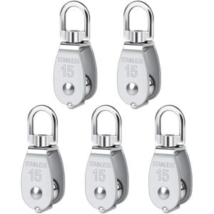 WOIYIC 5 Pcs M15 Swivel Single Pulley Heavy Duty Stainless Steel Single Pulley Smooth Block Single Pulley Load Roller 35KG WOIYIC 5 Pcs M15 Swivel Single Pulley Heavy Duty Stainless Steel Single Pulley Smooth Block Single Pulley Load Roller 35KG