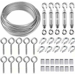 SNQ 5m/2mm Stainless Steel Wire Rope Kit with Heavy Duty M5 Wire Tensioner, Fence Wire Roll Kit, Cable Railing Kit, Garden Wire Tensioners for Climbing SNQ 5m/2mm Stainless Steel Wire Rope Kit with Heavy Duty M5 Wire Tensioner, Fence Wire Roll Kit, Cable Railing Kit, Garden Wire Tensioners for Climbing