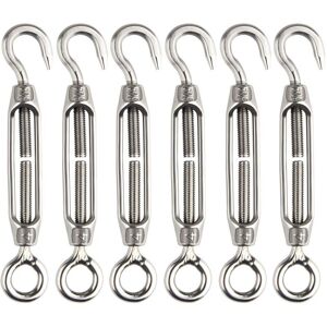 WOIYIC 6 Pcs Wire Tensioner M4 Stainless Steel Adjustable Turnbuckle Hook and Eye Set Heavy Duty WOIYIC 6 Pcs Wire Tensioner M4 Stainless Steel Adjustable Turnbuckle Hook and Eye Set Heavy Duty