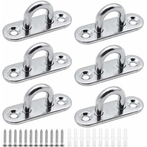 TEHTUY 6-piece eyelet plates, stainless steel cover plate, 5mm mast plate, heavy-duty fixing hooks for wall hooks, hanging chairs, awnings, boat TEHTUY 6-piece eyelet plates, stainless steel cover plate, 5mm mast plate, heavy-duty fixing hooks for wall hooks, hanging chairs, awnings, boat