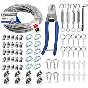 YS-YALOTRS 74-piece steel cable kit, 3mm thick stainless steel cable, 35m, tensioner, cable tensioner, 304 stainless steel kit, supports for climbing plants YS-YALOTRS 74-piece steel cable kit, 3mm thick stainless steel cable, 35m, tensioner, cable tensioner, 304 stainless steel kit, supports for climbing plants