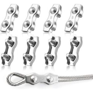 MCBOSON 8 Pieces M5 Duplex Wire Rope Clips, 304 Stainless Steel Duplex Wire Cable Clamps, 5mm Clamp for Wire Rope Clotheslines, Sun Sails MCBOSON 8 Pieces M5 Duplex Wire Rope Clips, 304 Stainless Steel Duplex Wire Cable Clamps, 5mm Clamp for Wire Rope Clotheslines, Sun Sails