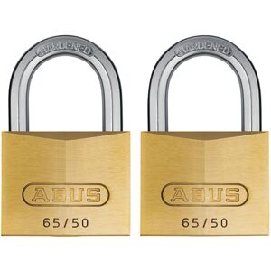 Abus - 54258 65/50mm Brass Padlock Twin Pack Carded ABU6550TC Abus - 54258 65/50mm Brass Padlock Twin Pack Carded ABU6550TC