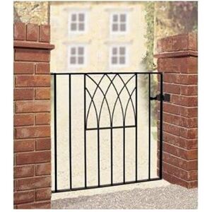 Cannock Gates - Abbey Modern Low Flat Top Single Gate - Solid Steel - Fits Gap of 991 mm x 812 mm High - Electro Galvanised/Black Powder Coated Cannock Gates - Abbey Modern Low Flat Top Single Gate - Solid Steel - Fits Gap of 991 mm x 812 mm High - Electro Galvanised/Black Powder Coated