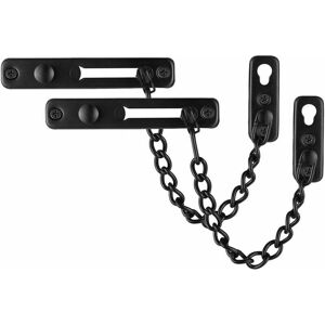 Soleil - 2 Pack Black Chain Door Lock, Stainless Steel Door Protector with Anti-Theft Spring Loaded Push Lock, Matte Black Soleil - 2 Pack Black Chain Door Lock, Stainless Steel Door Protector with Anti-Theft Spring Loaded Push Lock, Matte Black
