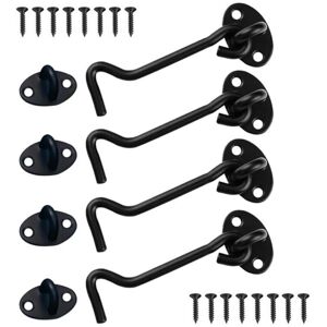 SNQ (Black) Set of 4 Sliding Door Locks, 10cm Long Cabin Hook, Stainless Steel Door Latch, Barn Door Lock Hook, Bathroom Locks, Window and Sliding Doors SNQ (Black) Set of 4 Sliding Door Locks, 10cm Long Cabin Hook, Stainless Steel Door Latch, Barn Door Lock Hook, Bathroom Locks, Window and Sliding Doors