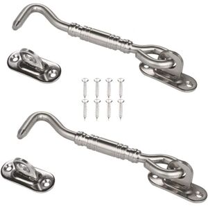 Tinor - Cabin Hook 2 Pack Stainless Steel Shed Lock 6' Gate Latch for Door Window Lock Silver Tinor - Cabin Hook 2 Pack Stainless Steel Shed Lock 6' Gate Latch for Door Window Lock Silver