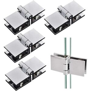 CCYKXA Set of 4 double-sided 180-degree glass door hinges for shower cabinets – Adjustable zinc alloy clamp for 5mm-8mm thick glass CCYKXA Set of 4 double-sided 180-degree glass door hinges for shower cabinets – Adjustable zinc alloy clamp for 5mm-8mm thick glass