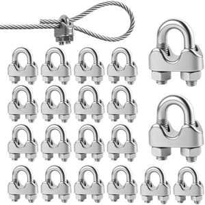 CCYKXA Stainless Steel Cable Clamps 5mm, 20 Pieces Metal Cable Clip Steel Cable Clamps U-Bolt Fasteners Rope Clip Cable Clamp End Cap for Fixing CCYKXA Stainless Steel Cable Clamps 5mm, 20 Pieces Metal Cable Clip Steel Cable Clamps U-Bolt Fasteners Rope Clip Cable Clamp End Cap for Fixing