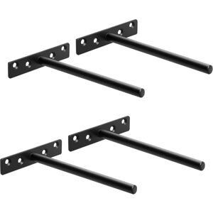 CCYKXA Wall-Mounted Shelf Bracket with Invisible Floating Mount, Heavy-Duty Floating Shelf Support, 150mm Length, Black, 4 Pieces CCYKXA Wall-Mounted Shelf Bracket with Invisible Floating Mount, Heavy-Duty Floating Shelf Support, 150mm Length, Black, 4 Pieces