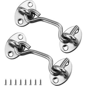 Csparkv - 2Pcs Door Hook Catch, Stainless Steel Door Hook Lock, with Mounting Screws, for Window, Barn Door, Shed Door, Garage Door (75mm) Csparkv - 2Pcs Door Hook Catch, Stainless Steel Door Hook Lock, with Mounting Screws, for Window, Barn Door, Shed Door, Garage Door (75mm)