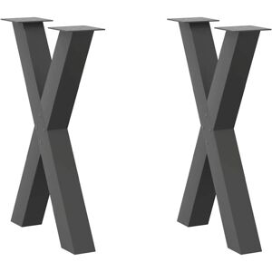 Dining Table Legs X-Shaped 2 pcs Anthracite 60x(72-73) cm Steel vidaXL Dining Table Legs X-Shaped 2 pcs Anthracite 60x(72-73) cm Steel vidaXL