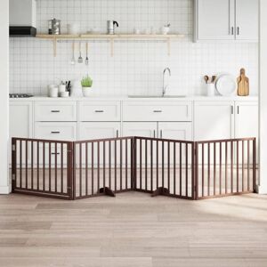 Dog Gate with Door Foldable 4 Panels Brown 320 cm Poplar Wood vidaXL Dog Gate with Door Foldable 4 Panels Brown 320 cm Poplar Wood vidaXL
