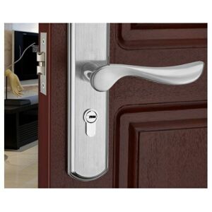 Dewdat - Door Handle Lever, Euro Lever Lock, 2 Lever Lock, Cylinder, Brass Key, Stainless Steel (Brushed Steel) Dewdat - Door Handle Lever, Euro Lever Lock, 2 Lever Lock, Cylinder, Brass Key, Stainless Steel (Brushed Steel)